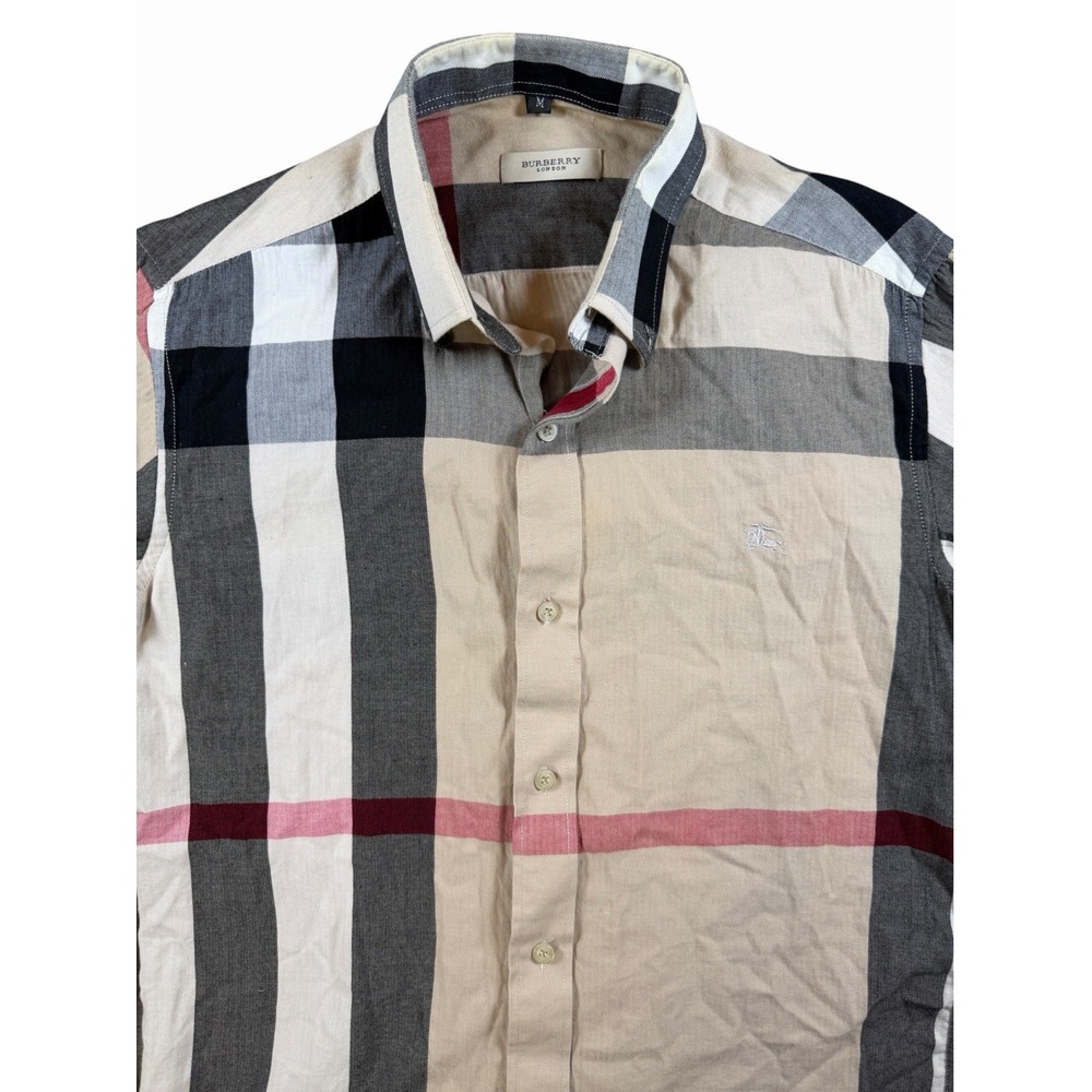Burberry London Womens M Nova Check Plaid Button Down Shirt 100% Cotton